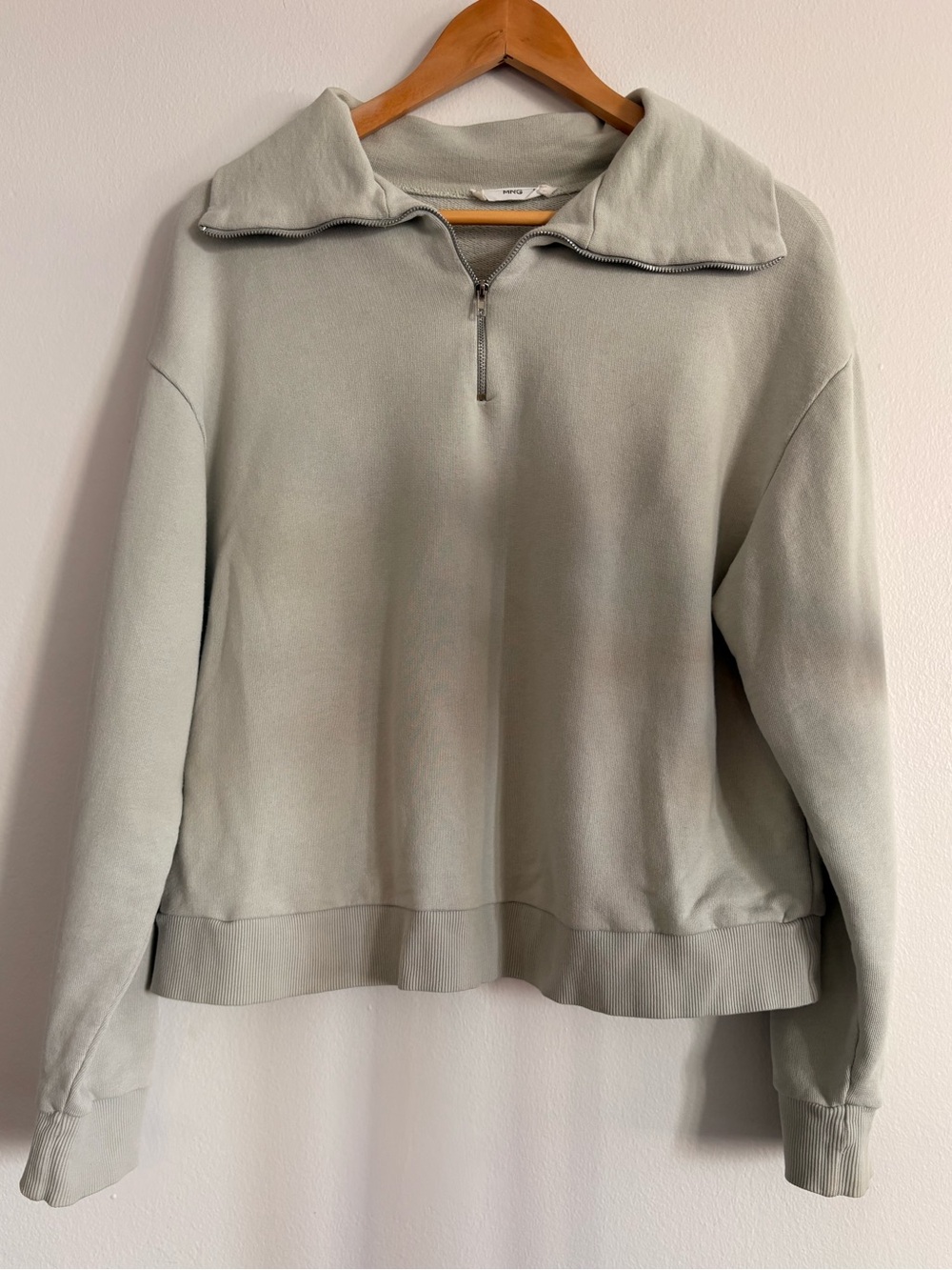 Light Sage Half-Zip Pullover MANGO Sweatshirt - Women